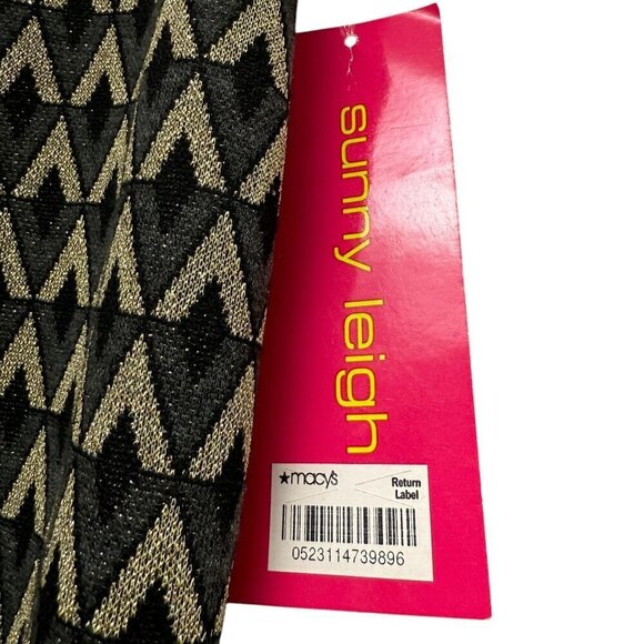 Sunny Leigh Pencil Skirt Large Gold Black Metallic V Print Stretch Pull On NWT - Picture 3 of 7
